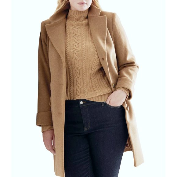 Nwt Ralph Lauren Camel Wool Blend Dress Over Coat 16